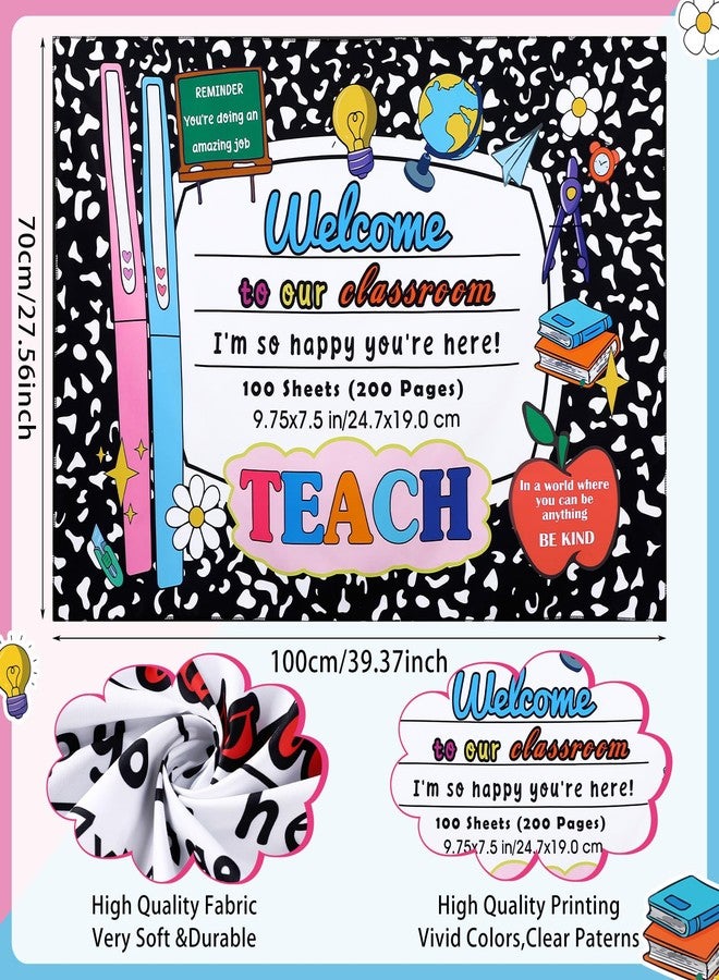 Maasechs Welcome Back to School Tapestry Composition Notebook Classroom Tapestry Welcome to Our Classroom Teach School Background Wall Hanging for Preschool Kindergarten Decorations, 27 x 39 Inch - Image 3